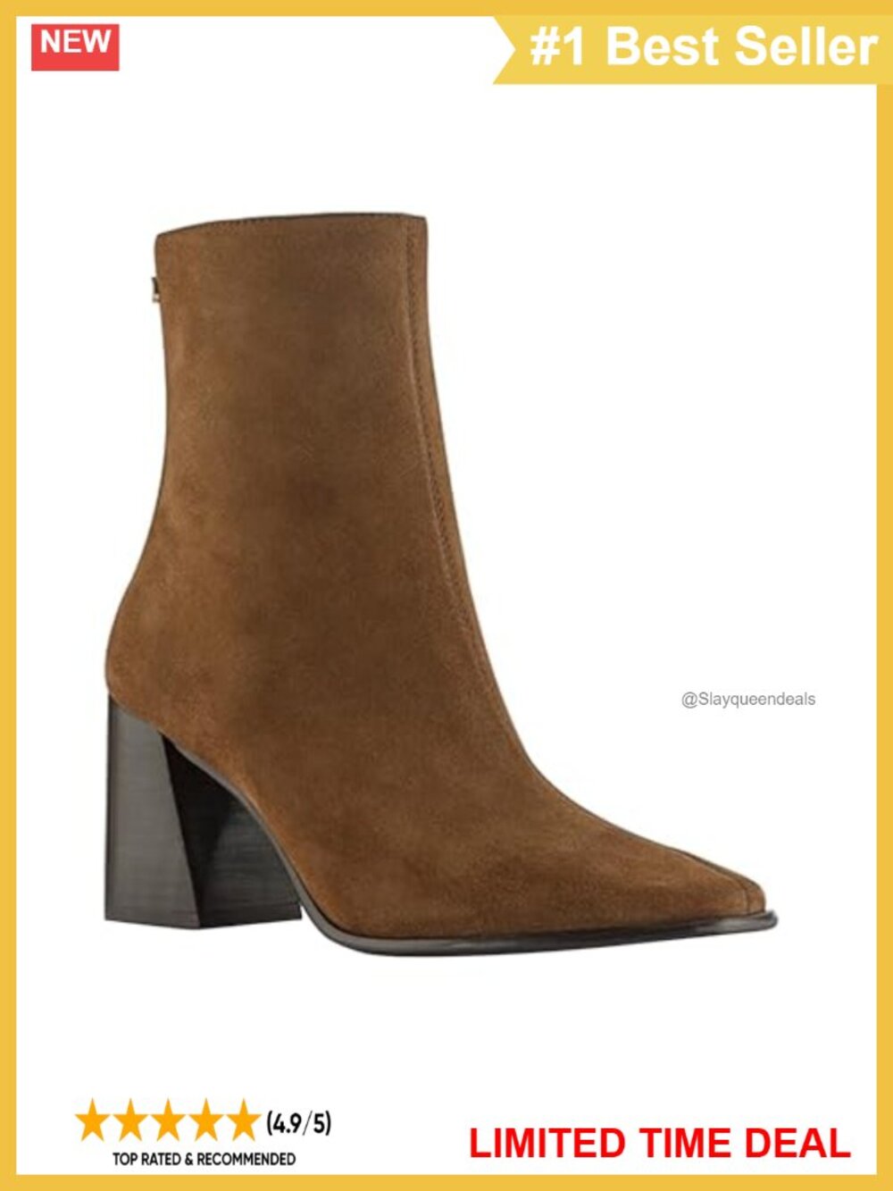 Genuine Suede Leather Ankle Booties Block Heel Side Zip Cushioned Insole